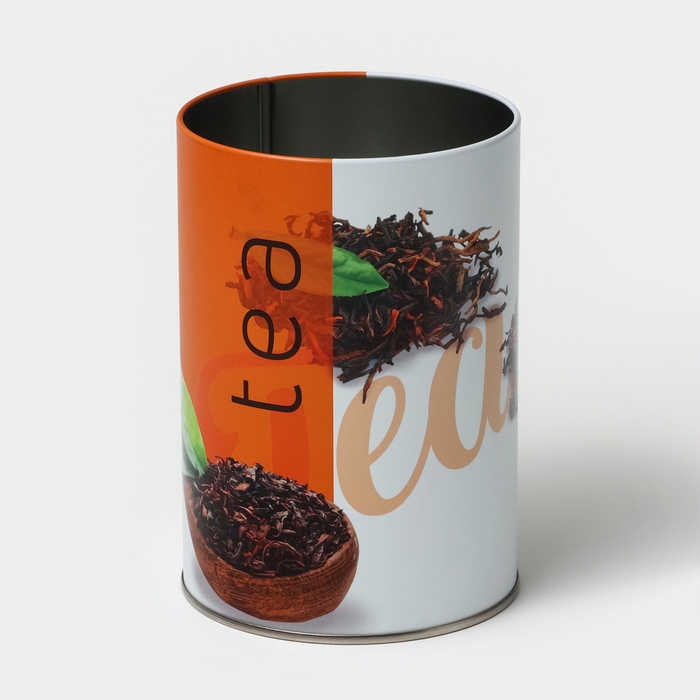 Банка для сыпучих продуктов «Сканди Чай черный», 1,1 л, d=9,9 см, h=14,5 см, жесть, цвет оранжевый