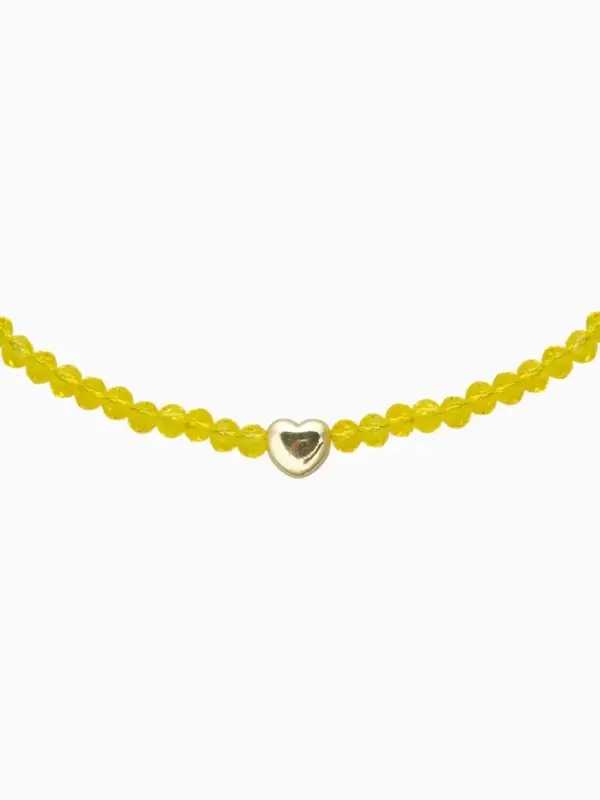 Чокер из бисера «Хрусталь», сердце, жёлтый в золоте, 37 см + 5 см доп, цепочка