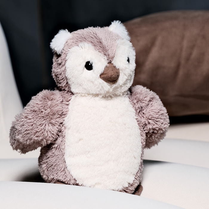 Мягкая игрушка «Сова», 20 см, цвет светло-серый Мягкая игрушка «Сова», 20 см, цвет светло-серый