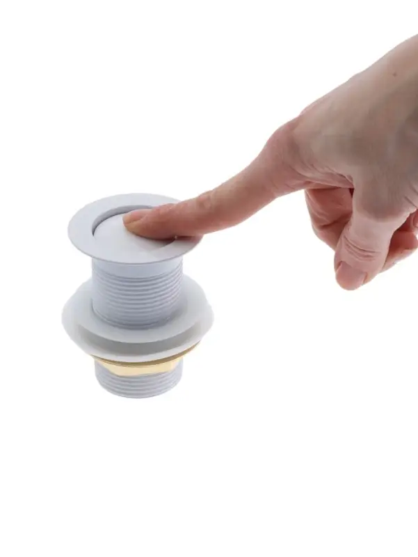 Донный клапан ZEIN engr, маленькая кнопка, без перелива, нержавеющая сталь, белый