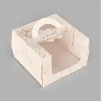 Коробка под бенто-торт с окном Present, 15,5 х 15,5 х 10 см