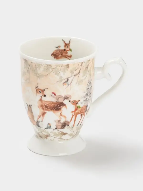 Кружка новогодняя «Лесное чудо», 300 мл, керамика, подарочная упаковка, бежевая