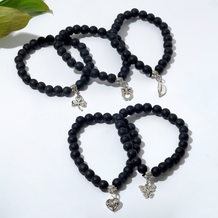 Браслет с подвеской МИКС шар №8 Браслет с подвеской МИКС шар №8 "Шунгит", 5,5см