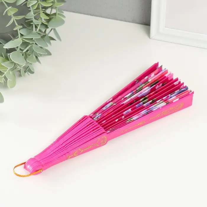 Веер пластик, текстиль  Веер пластик, текстиль "Цветочный" МИКС 23 см