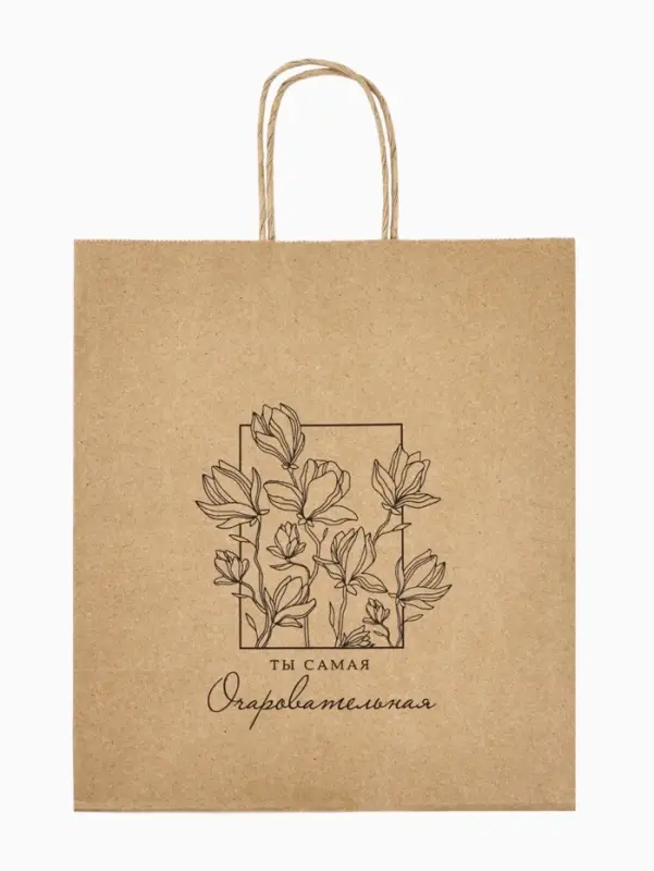 Пакет подарочный крафтовый «Цветочный» 22 х 25 х 12 см