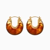 Серьги большие &laquo;Стиль. Подкова&raquo;, акрил, коричневые в золоте