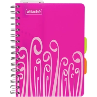 Бизнес-тетрадь А5,140 л,пласт обл, с разд,спир,ATTACHE FANTASY,розов