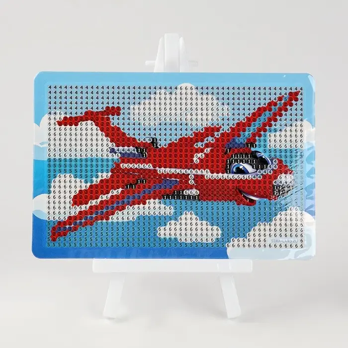 Алмазная мозаика с частичным заполнением на подставке для детей &laquo;Самолет&raquo;, 10&times;15 см, набор для творчества