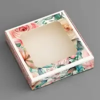 Коробка подарочная сборная с окном, упаковка, «С любовью», 13×13×3 см