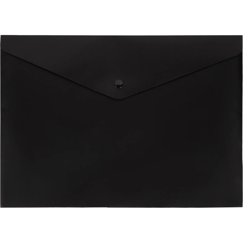 Папка-конверт на кнопке Attache А4, пл 180 мкм, 10шт/уп, черная непрозр