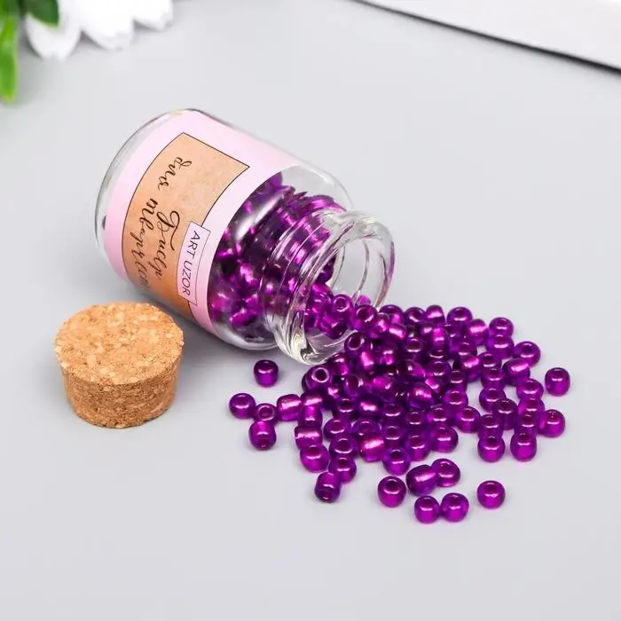 Бисер круглый 6/0 в бутылочке  Бисер круглый 6/0 в бутылочке "Фиолетовый" прозрачно-цветной 20 гр