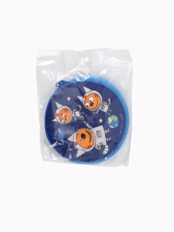 Кошелек детский плюшевый &laquo;Три кота&raquo; синий 9&times;9&times;1