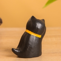 Сувенир «Чёрный кот», 3×5×6 см, дерево