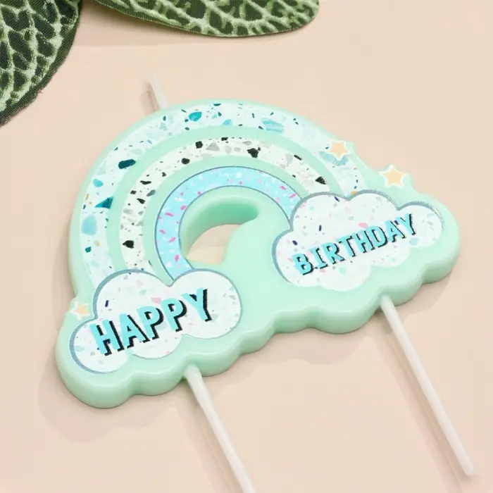 Свеча для торта &laquo;Воздушная радуга&raquo;, голубая