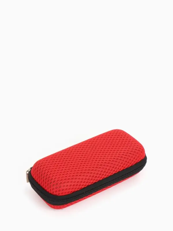 Футляр для очков на молнии, однотонный, размер 15&times;4&times;6.5 см, красный