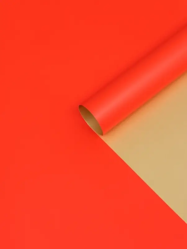 Пленка матовая для цветов и букетов, двусторонняя, красный, золотой, 0.57&times;5 м &plusmn;5% см