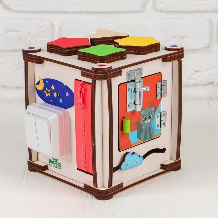 Бизикуб «Мир вокруг» со светом, фанера 3-4 мм Бизикуб «Мир вокруг» со светом, фанера 3-4 мм