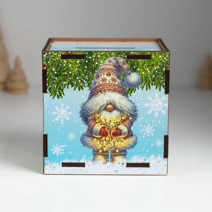 Копилка куб  Копилка куб "Волшебный подарок" 10х10х10 см