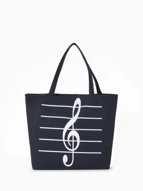 Сумка - шоппер &laquo;Музыка&raquo;, на молнии, 42&times;9&times;32 см, с принтом, чёрная