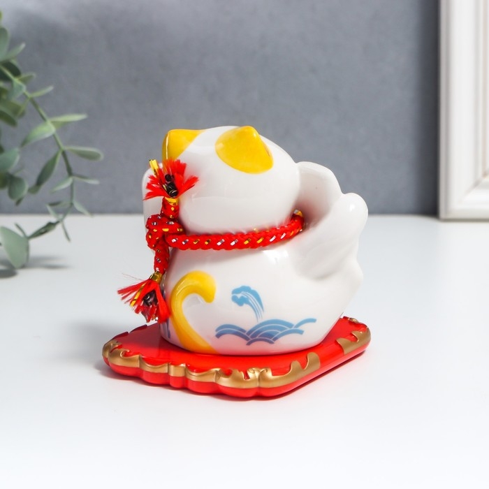 Маятник керамика Маятник керамика "Манэки-нэко с цветком" от солнечных батарей 10х8,3х9,7 см