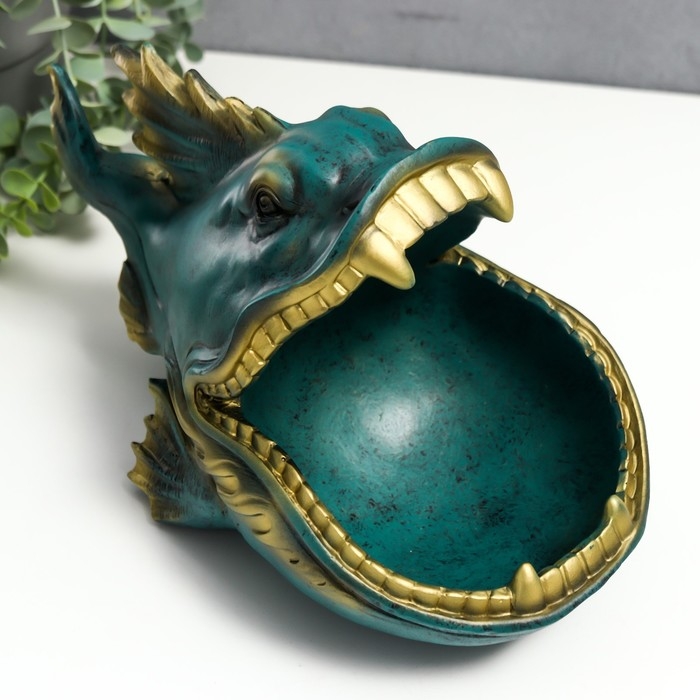 Сувенир полистоун подставка Сувенир полистоун подставка "Рыба-дракон" тёмно-зелёный 17х16х29 см