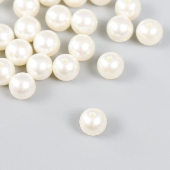 Набор бусин Набор бусин "Рукоделие" пластик, диаметр 10 мм, 25 гр, молочный