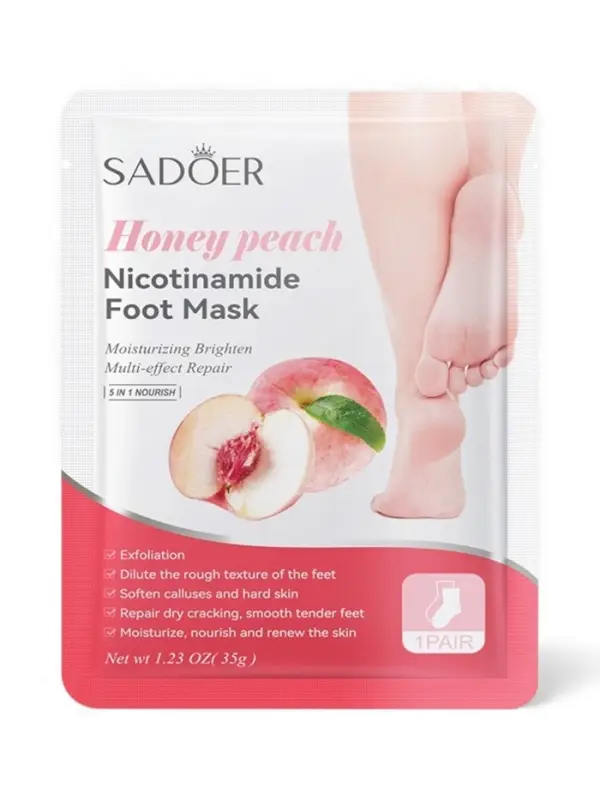 Отшелушивающая маска-носки для ног Sadoer, персик, 35 г
