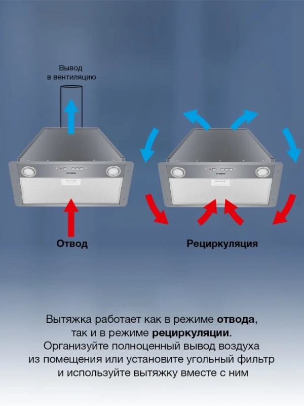 Вытяжка встраиваемая HBB 6035 IX серебристый