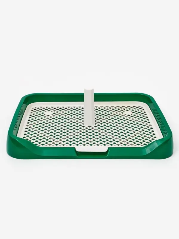 Туалет для собак 46,5 х 36 х 5,5 см, съёмной решеткой и столбиком, зелёный