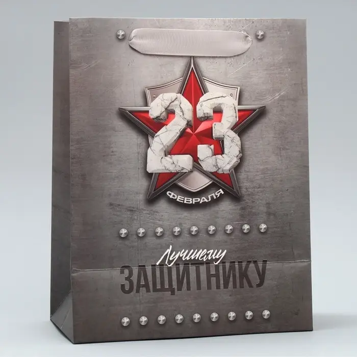 Пакет подарочный ламинированный, упаковка, &laquo;С 23 февраля&raquo;, ML 23&times;27&times;11.5 см
