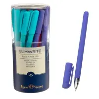 Ручка шариковая BrunoVisconti. SlimWrite. JOY, синий стержень, узел 0.5 мм, матовый корпус, МИКС