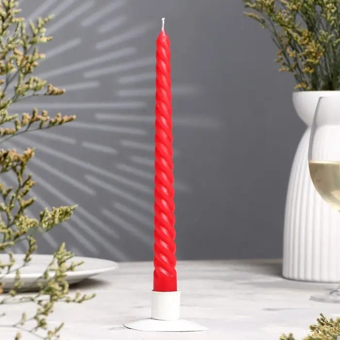 Свеча витая, 2,2х 25 см, красная, Свеча витая, 2,2х 25 см, красная, "Богатство Аромата"