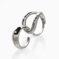 Кольцо металл на два пальца "Узел", цвет серебро, безразмерное