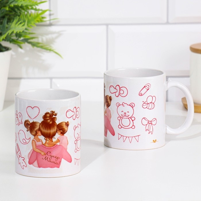 Кружка чайная керамическая "Супер мама девочки"
