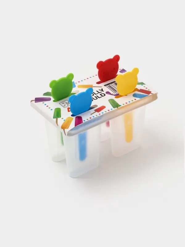 Форма для мороженого Доляна &laquo;Медвежонок&raquo;, 13&times;11.5&times;7.5 см, 4 ячейки, пластик, прозрачная