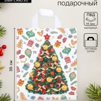 Пакет новогодний &laquo;День подарков&raquo;, полиэтиленовый с петлевой ручкой, 28&times;35 см