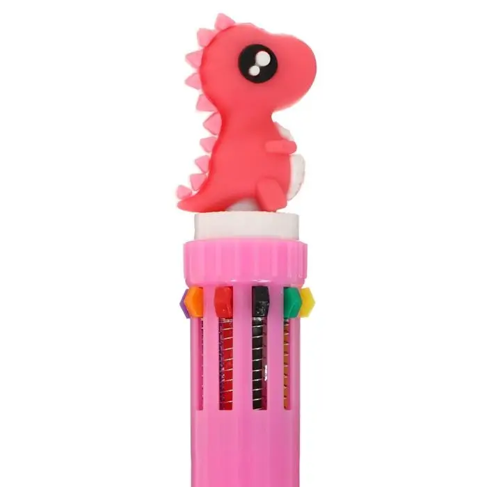 Ручка шариковая многоцветная, автоматическая, 10 цветов, «Динозавр», цвет розовый, в пакете Ручка шариковая многоцветная, автоматическая, 10 цветов, «Динозавр», цвет розовый, в пакете