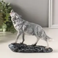 Фигура полистоун "Волк воет на луну" 17х15,5 см