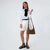 Сумка женская багет на молнии, 32&times;13&times;17 см, светло-коричневая