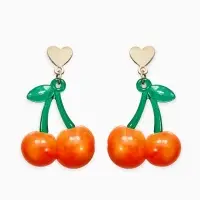 Серьги "Вишня" сердечки, цвет красно-жёлтый в золоте Серьги "Вишня" сердечки, цвет красно-жёлтый в золоте