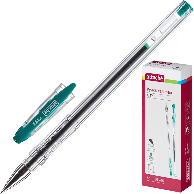 Ручка гелевая неавтомат. Attache City 0,5мм зеленый Россия