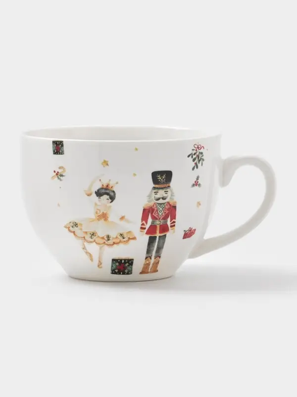 Чайная пара новогодняя «Щелкунчик», 2 предмета: чашка 210 мл, блюдце d=15 см, фарфор, белая Чайная пара новогодняя «Щелкунчик», 2 предмета: чашка 210 мл, блюдце d=15 см, фарфор, белая
