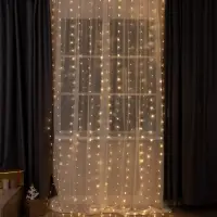 Гирлянда &laquo;Занавес&raquo; 2&times;3 м, роса, IP20, серебристая нить, 450 LED, свечение тёплое белое, 8 режимов, 220 В