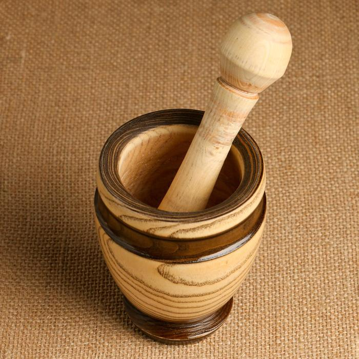 Набор: ступка с пестиком, ясень , 13 см, МИКС Набор: ступка с пестиком, ясень , 13 см, МИКС