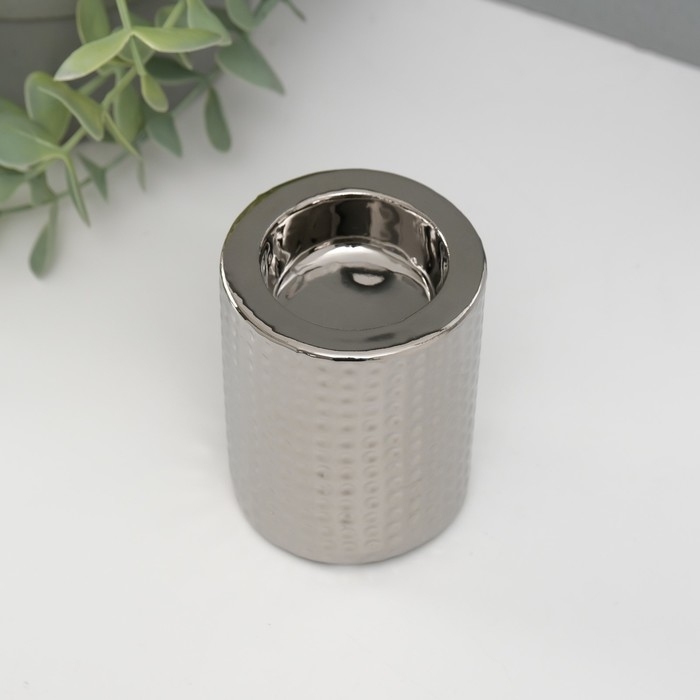 Подсвечник керамика на 1 свечу Подсвечник керамика на 1 свечу "Капли воды" d=4 см серебро 6,5х6,5х8 см