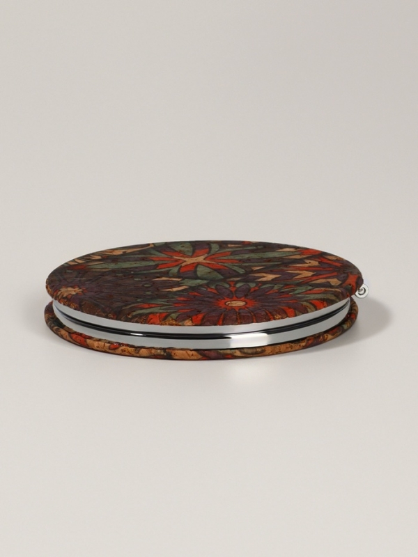 Зеркало складное «Орнамент», d = 7,2 см, с увеличением, цвет коричневый/оранжевый