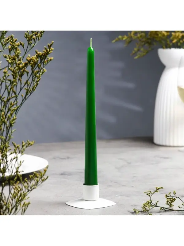 Свеча античная, 2.3&times;24.5 см, 5 ч, 55 г, тёмно-зелёная