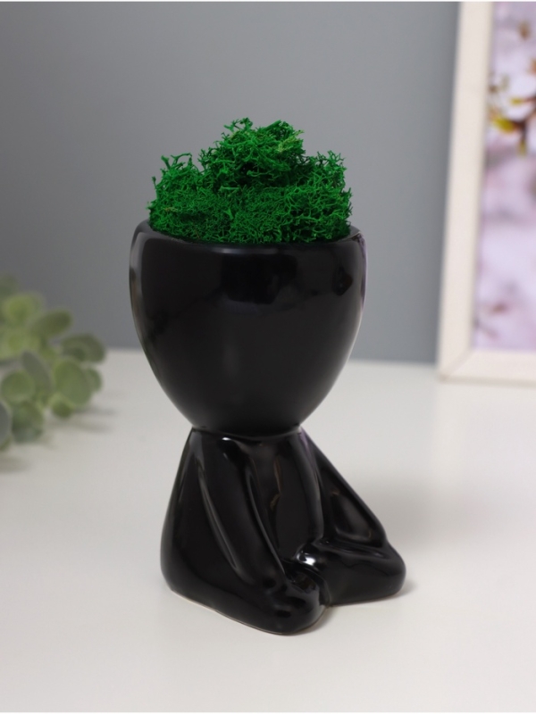 Кашпо керамика  Кашпо керамика "Мистер Грин йог" 11,5*7*8 см черный