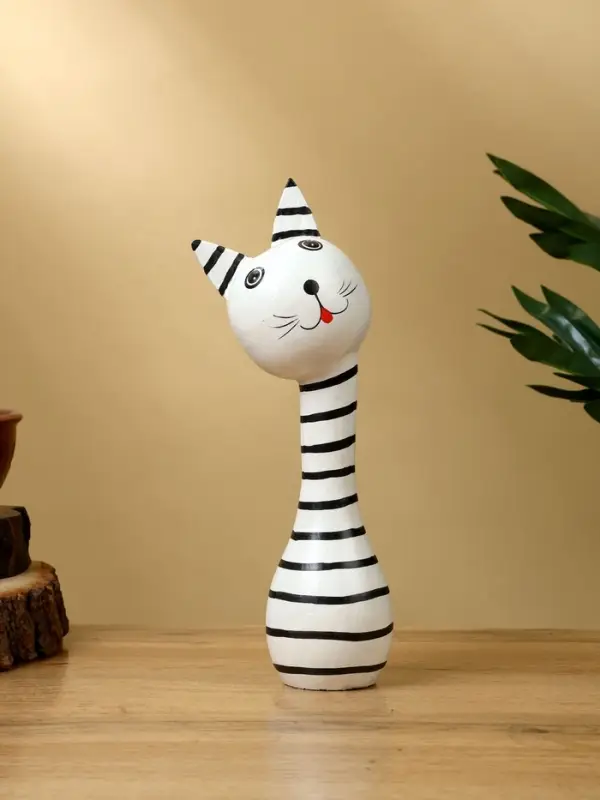 Набор сувенирный Набор сувенирный "Полосатые коты" дерево H 27, 22. 17 см, цв. бело-чёрный