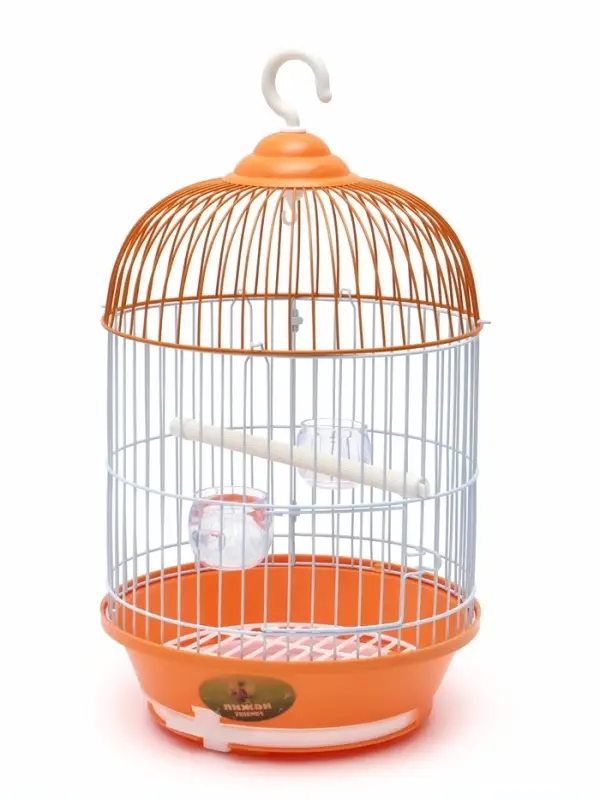 Клетка для птиц круглая укомплектованная Bd-4/2, 23.5&times;33 см, оранжевая